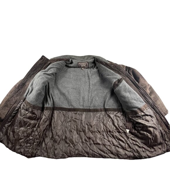 VTG Colebrook Leather Jacket Mens Large Brown Bomber Quilt Lined Coat 90s Y2K - Picture 3 of 16